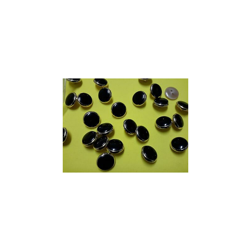 n 10 Bottoni rotondi metallo colore oro e nero cm 1,5 foro dietro