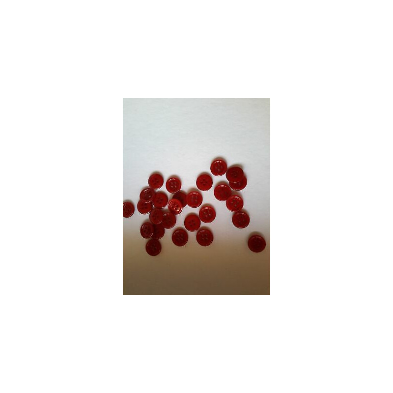 n 60  Bottoni rotondi plastica colore rosso cm 1,3 a 4 fori 