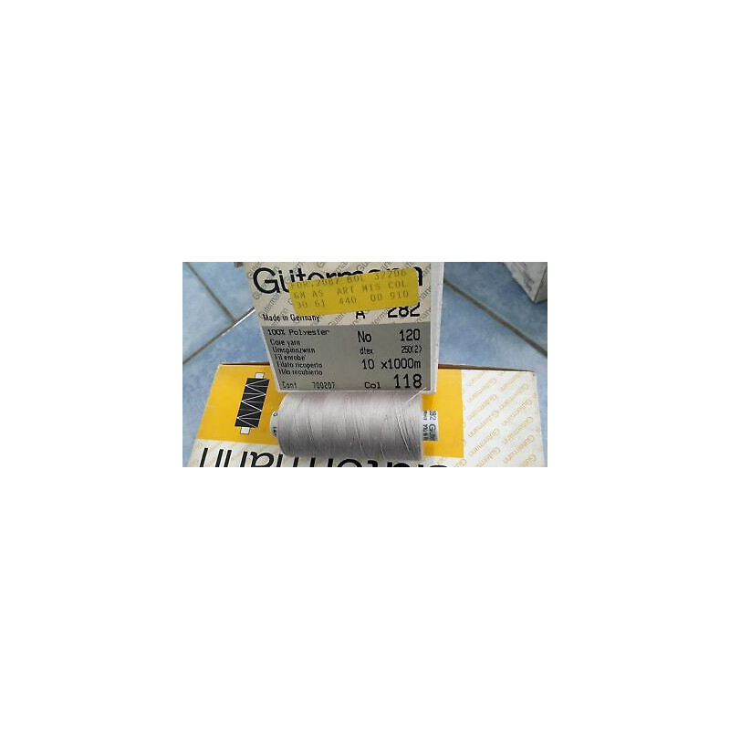 Scatola da 10 Spolette filato Gutermann Tilolo No 120 A282 colore grigio 