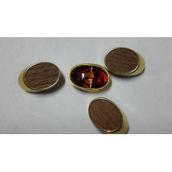 n 4 bottoni ovali in metallo colore oro e marroncino cm 2,7x1,6 foro dietr
