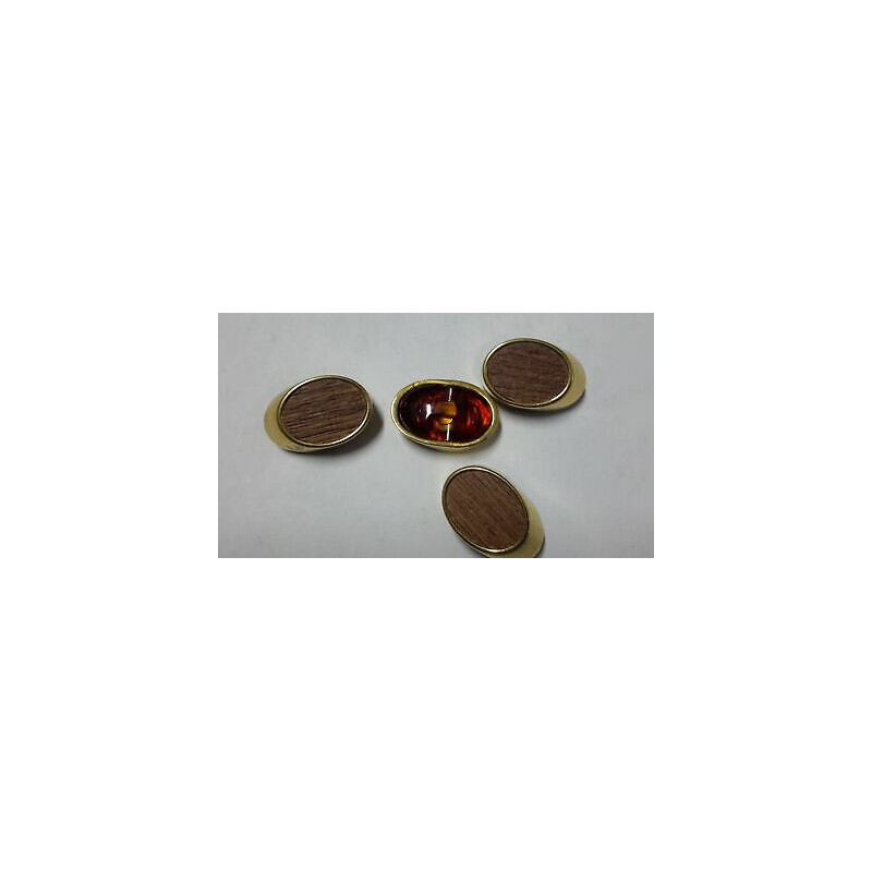 n 4 bottoni ovali in metallo colore oro e marroncino cm 2,7x1,6 foro dietr