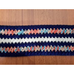 Metri 1 di Passamaneria tessuto lana fantasia righe colore blu cm. 6,5