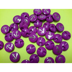 n 10 Bottoni bottoncini rotondi plastica fuxia mm 14 foro dietro 