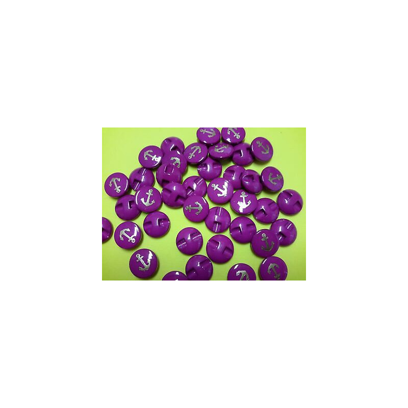 n 10 Bottoni bottoncini rotondi plastica fuxia mm 14 foro dietro 