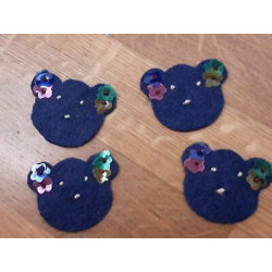 N 9 APPLICAZIONI DECORAZIONI A ORSETTO IN TESSUTO PANNO BLU HOBBY CUCITO