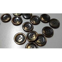 N. 10 Bottoni rotondi in plastica colore marrone sfumato lucido 4 fori mm 