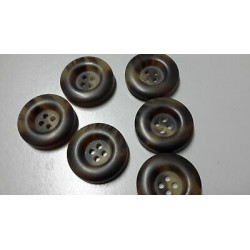 N. 10 Bottoni rotondi in plastica colore marroncino sfumato 4 fori mm 27 c