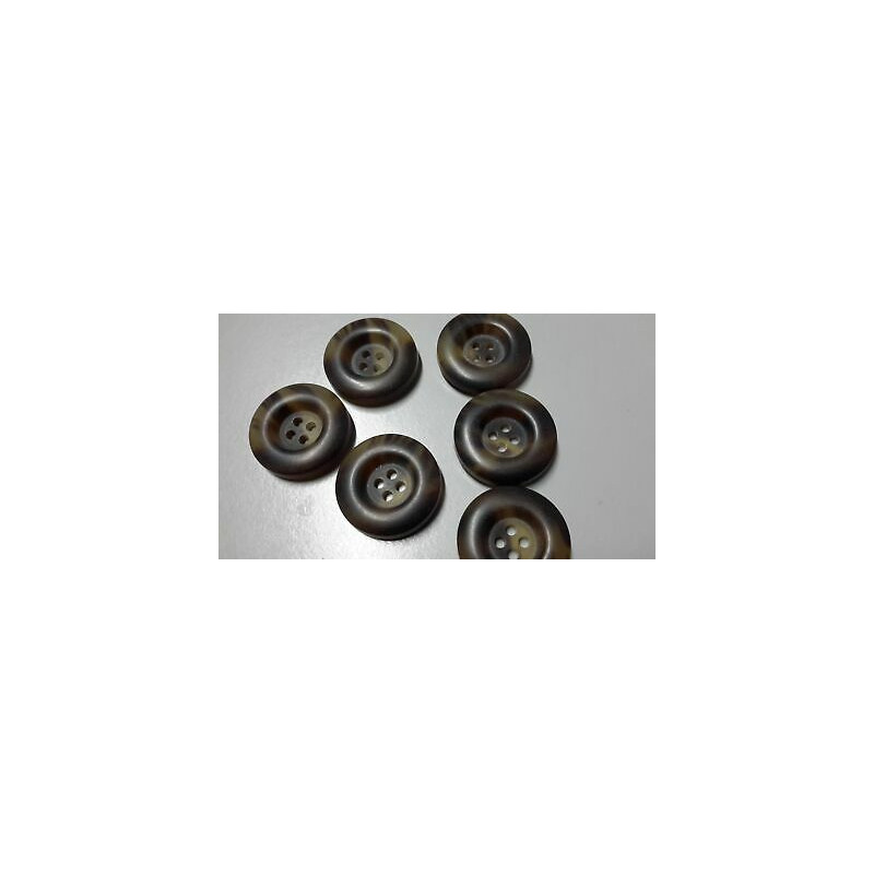 N. 10 Bottoni rotondi in plastica colore marroncino sfumato 4 fori mm 27 c