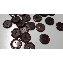 N. 10 Bottoni rotondi in plastica colore bordeaux 2 fori mm 25 circa