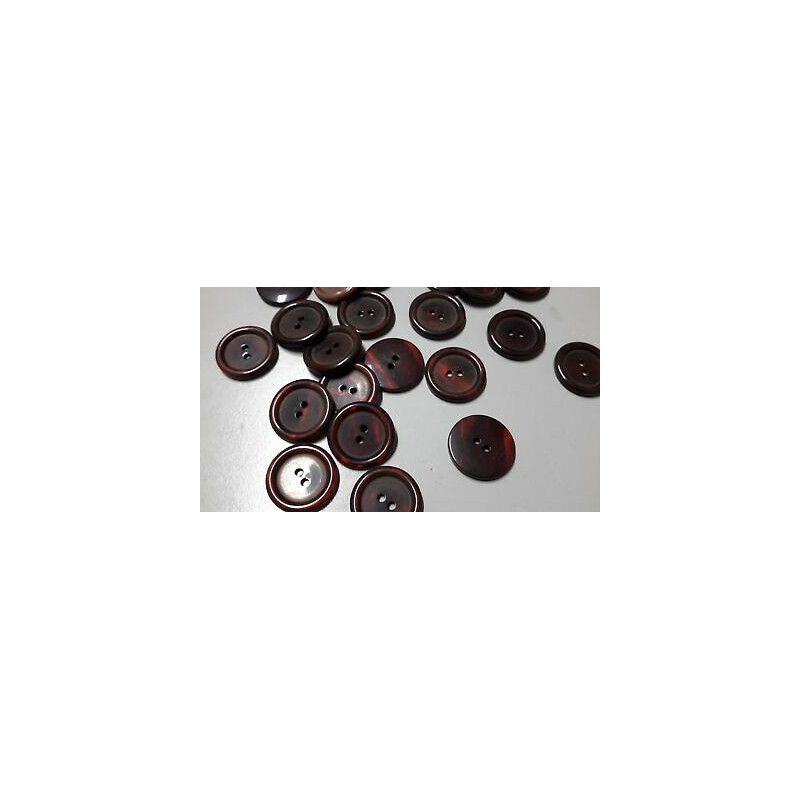 N. 10 Bottoni rotondi in plastica colore bordeaux 2 fori mm 25 circa