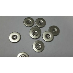 n 10 bottoni rotondi in metallo colore argento lucido cm 2,2 a 4 fori