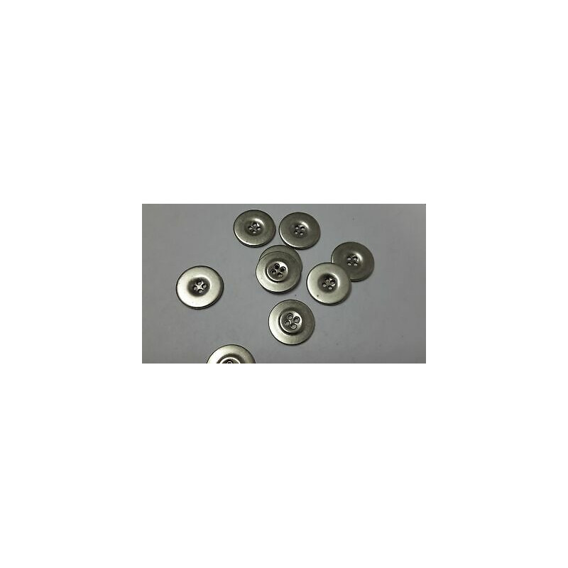 n 10 bottoni rotondi in metallo colore argento lucido cm 2,2 a 4 fori