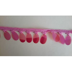 Mt 2,5 circa Passamaneria a frange alta cm 3 frangia fuxia in tessuto e pa