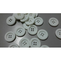N. 10 Bottoni rotondi in plastica colore bianco 4 fori mm 27 circa