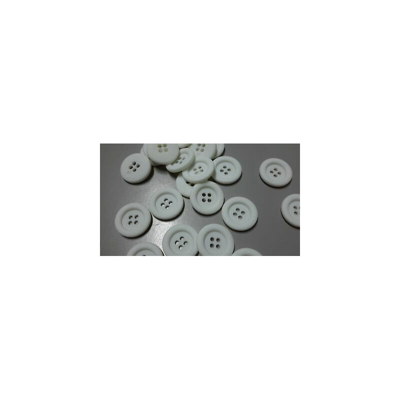 N. 10 Bottoni rotondi in plastica colore bianco 4 fori mm 27 circa