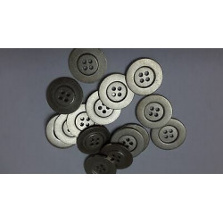 n 10 bottoni rotondi in metallo colore argento satinato cm 2,7 a 4 fori