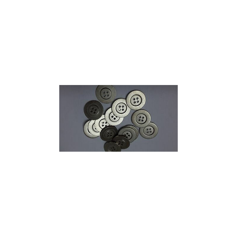 n 10 bottoni rotondi in metallo colore argento satinato cm 2,7 a 4 fori