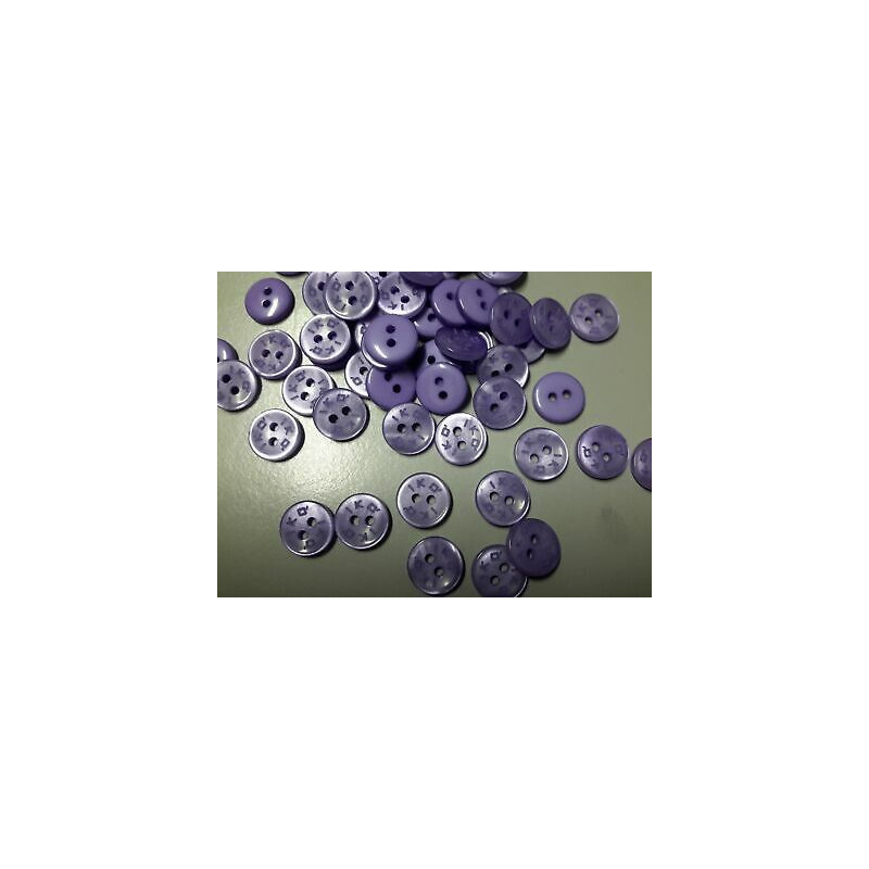 N. 60 Bottoni rotondi in plastica colore lilla 2 fori mm 11 circa