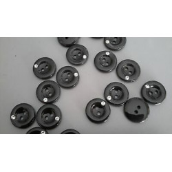 N. 10 Bottoni rotondi in plastica colore marrone con brillantino 2 fori mm