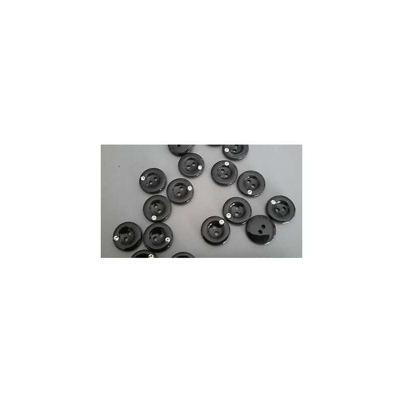 N. 10 Bottoni rotondi in plastica colore marrone con brillantino 2 fori mm