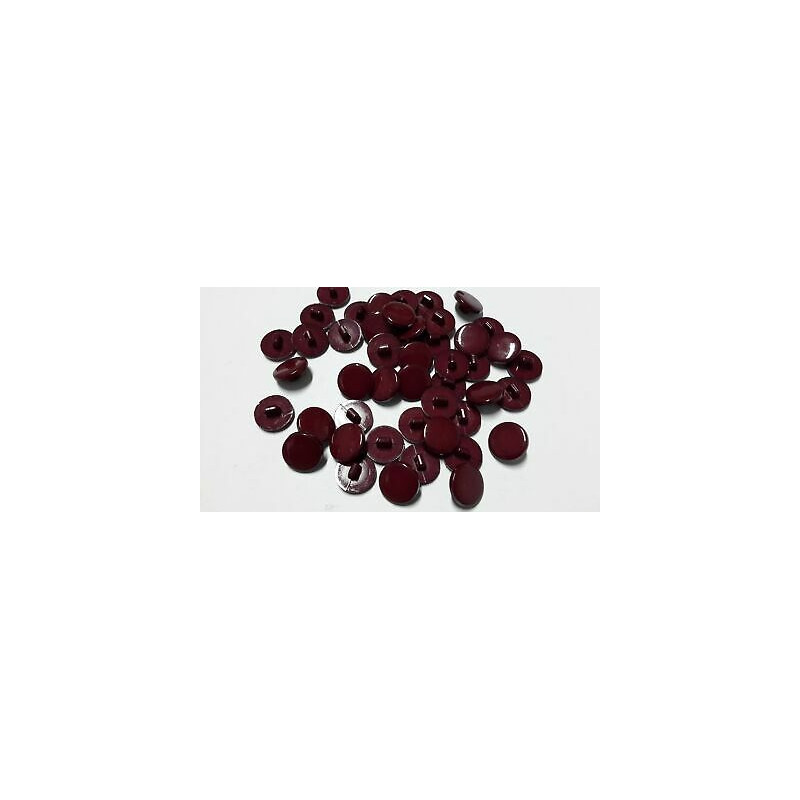 N. 10 Bottoni rotondi in plastica colore bordeaux foro dietro mm 14 circa