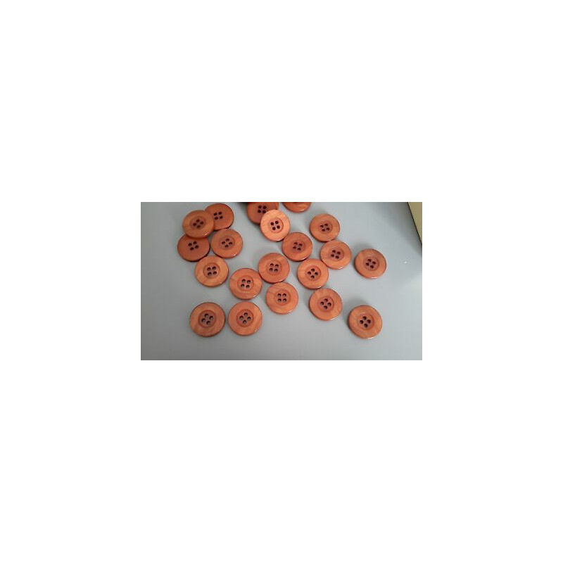 N. 10 Bottoni rotondi in plastica colore marroncino 4 fori mm 22 circa
