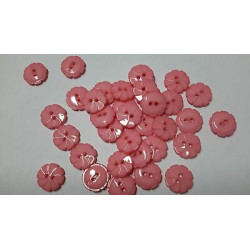 n 10 Bottoni a fiore in plastica colore rosa cm 1,5 a 2 fori