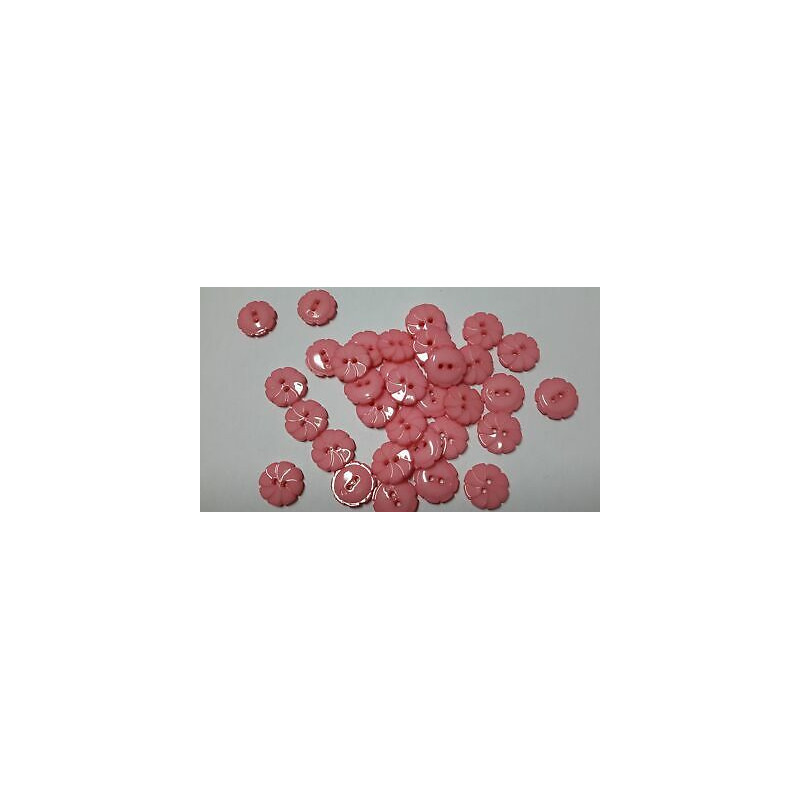 n 10 Bottoni a fiore in plastica colore rosa cm 1,5 a 2 fori
