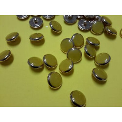 n 10  Bottoni rotondi plastica colore oro e giallo cm 1,4 foro dietro 