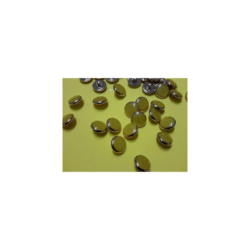 n 10  Bottoni rotondi plastica colore oro e giallo cm 1,4 foro dietro 
