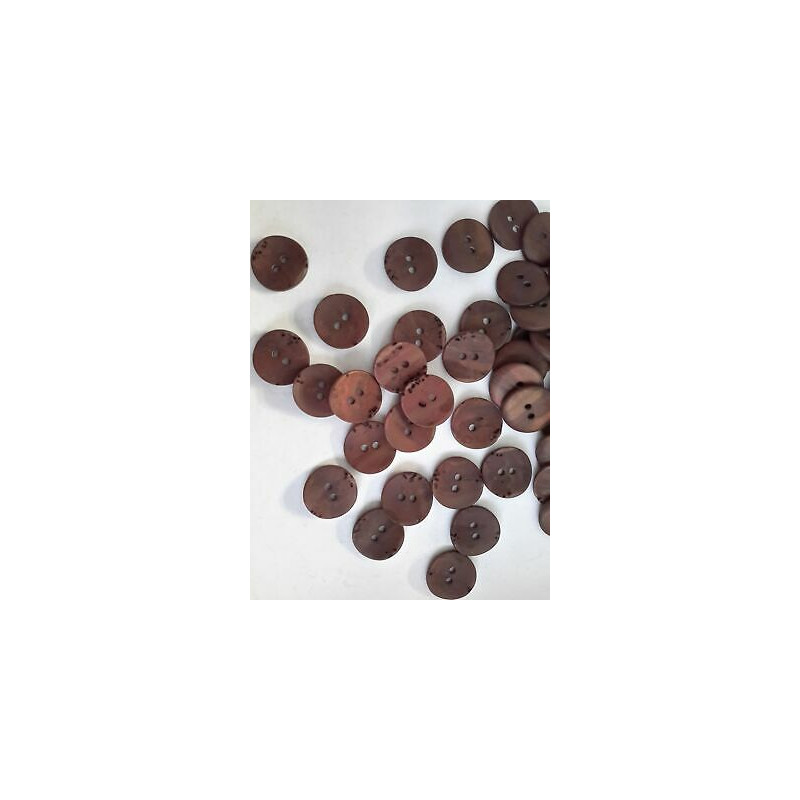 n 10 bottoni rotondi concavi in plastica colore marrone cm 1,8 a 2 fori