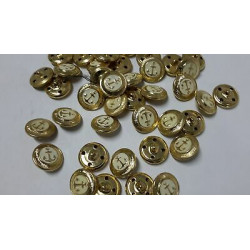 n 10 bottoni rotondi in metallo colore oro e bianco con ancora cm 1,6 foro