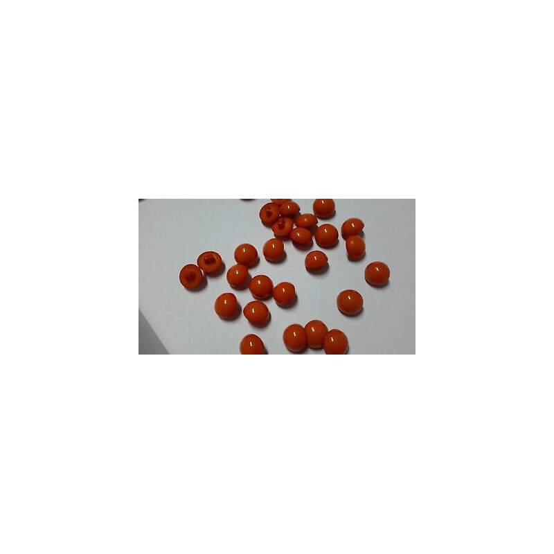 n 10 Bottoni rotondi in plastica colore rosso arancio cm 1,2  foro dietro
