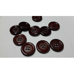 N. 10 Bottoni rotondi in plastica colore bordeaux 4 fori mm 26 circa