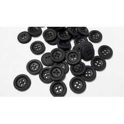 N. 10 Bottoni rotondi in plastica colore nero 4 fori mm 17 circa