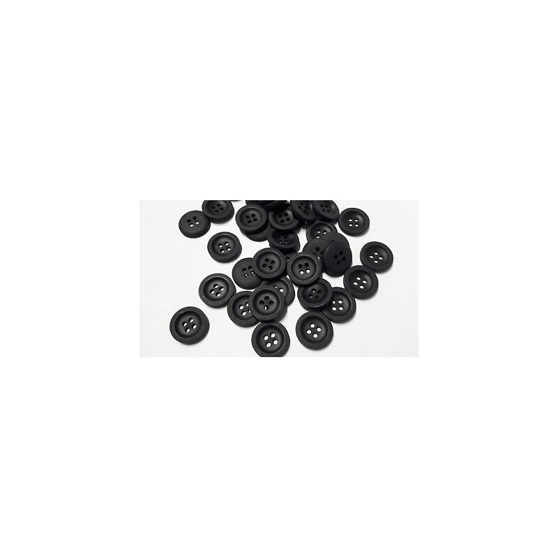 N. 10 Bottoni rotondi in plastica colore nero 4 fori mm 17 circa