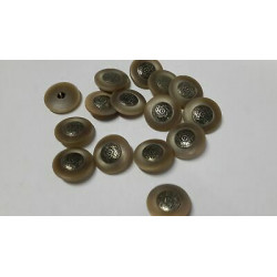n 10 bottoni rotondi in plastica colore beige e metallo orgento cm 3 foro 