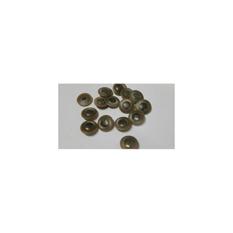 n 10 bottoni rotondi in plastica colore beige e metallo orgento cm 3 foro 