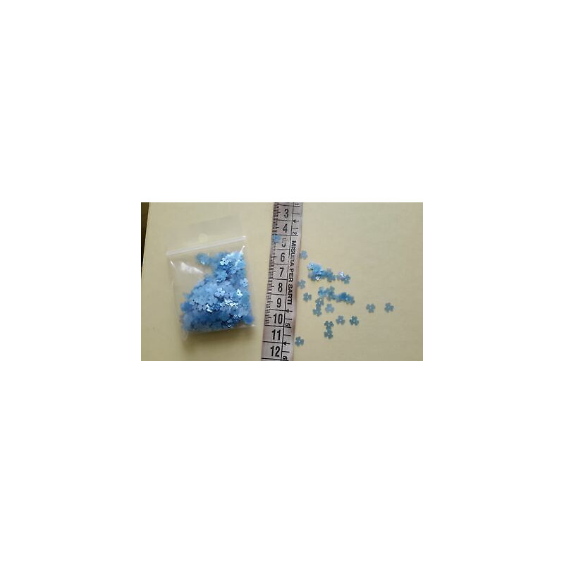 gr. 8 di Paillettes applicazioni a fiore azzurro 5 mm circa