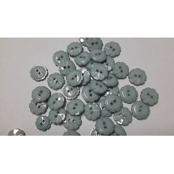 n 10 Bottoni a fiore in plastica colore azzurro cm 1,5 a 2 fori