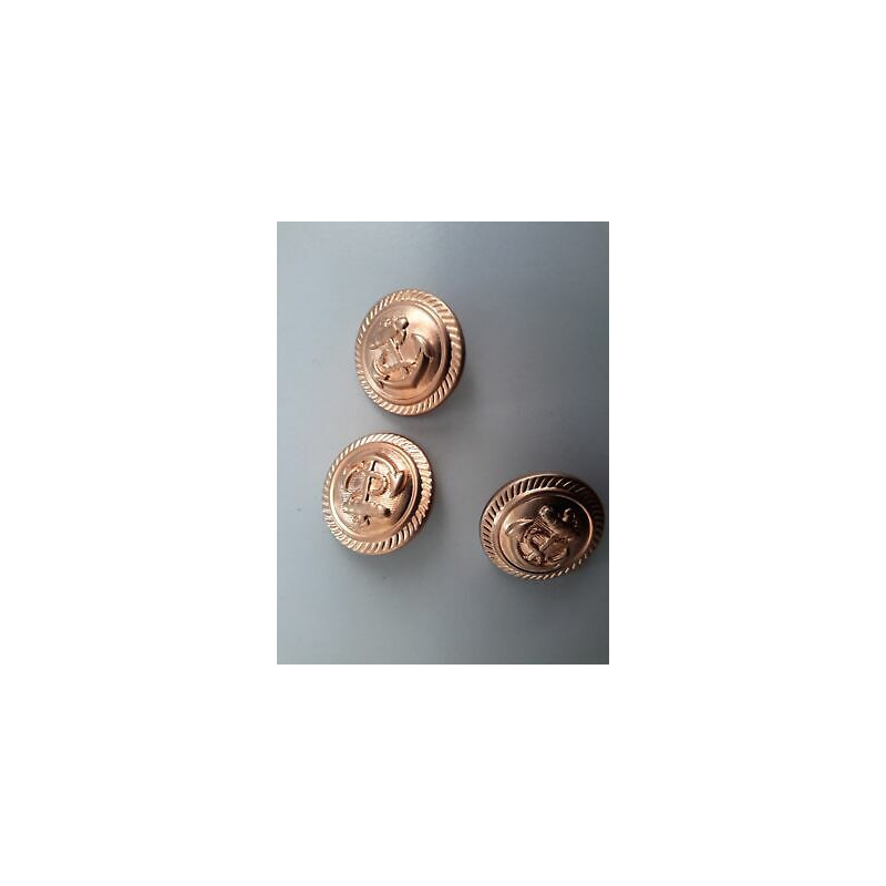 n 4 Bottoni rotondi in plastica colore oro ramato con ancora cm 2,2 foro d