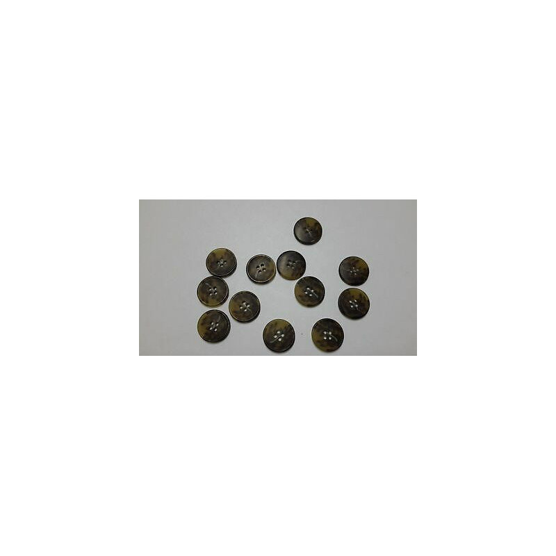 n 9 bottoni rotondi in plastica colore marrone sfumato cm 1,5 a 4 fori