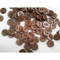 n 60 Bottoni rotondi plastica marrone cm 1,2 2 fori effetto madre perla