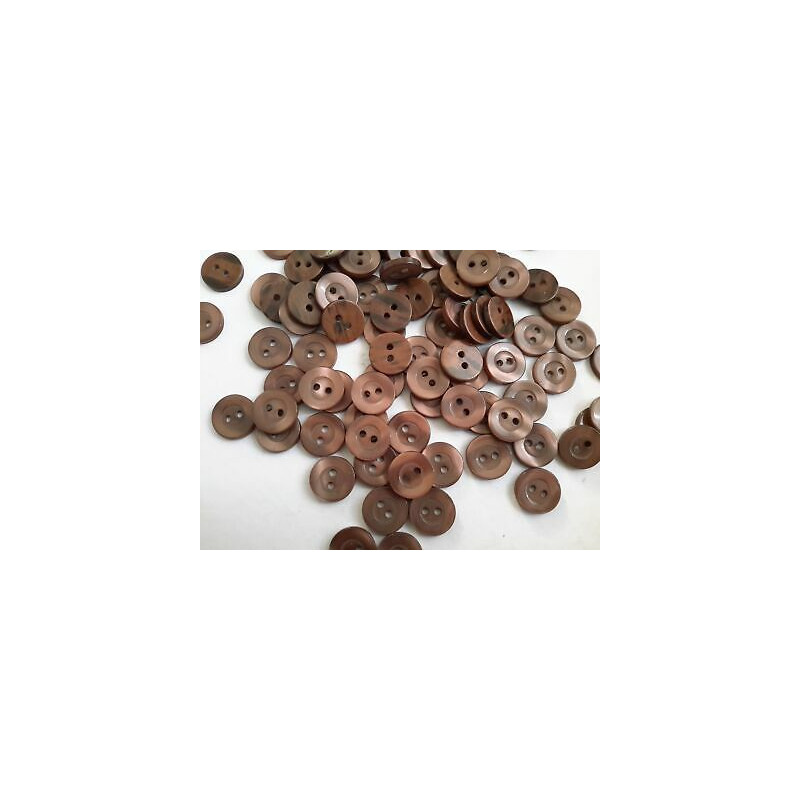 n 60 Bottoni rotondi plastica marrone cm 1,2 2 fori effetto madre perla