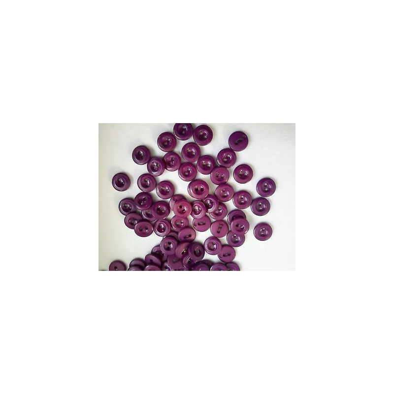 n 60 bottoni rotondi in plastica colore viola cm 1,1 a 2 fori