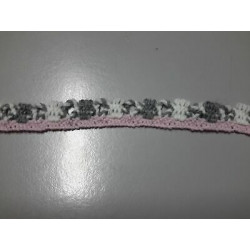 Metri 10 circa Passamaneria pizzo merletto in lana bianco rosa grigio alta