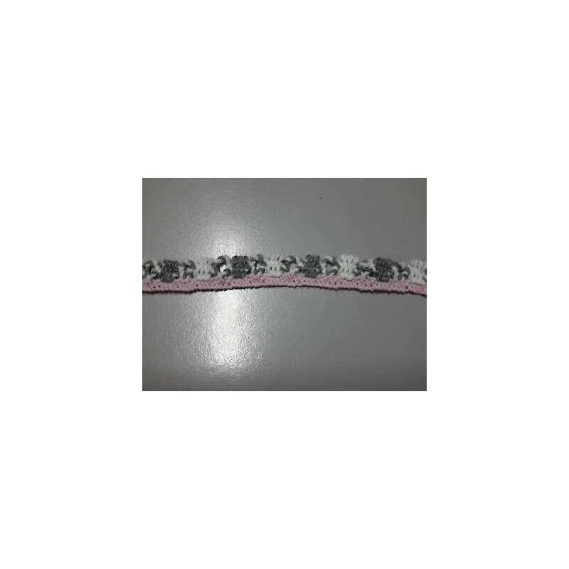 Metri 10 circa Passamaneria pizzo merletto in lana bianco rosa grigio alta