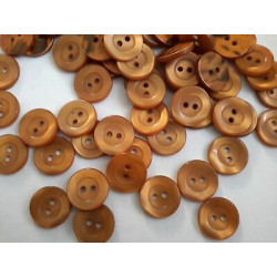 n 60 Bottoni rotondi plastica nocciola cm 1,5 2 fori effetto madre perla