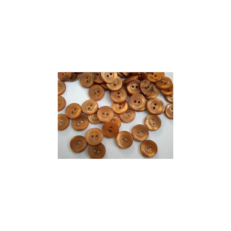 n 60 Bottoni rotondi plastica nocciola cm 1,5 2 fori effetto madre perla