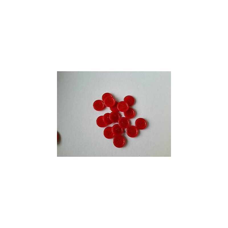 n 10  Bottoni rotondi plastica colore rosso cm 2 a 4 fori 